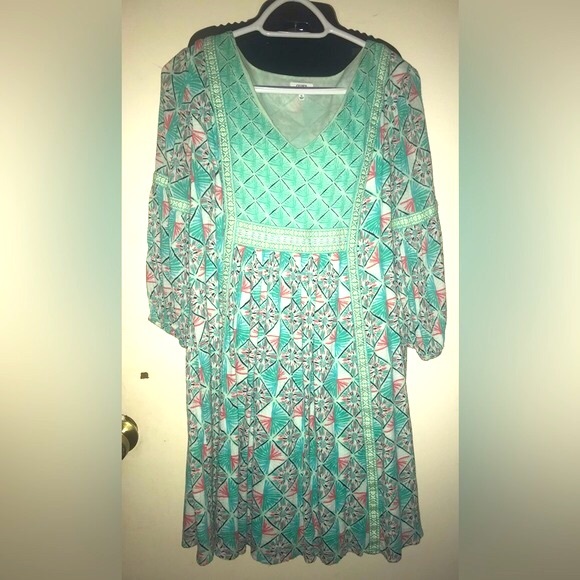 Crown👗Ivy Teal BoHo Dress - Picture 2 of 12